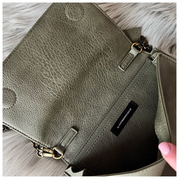 Anthro | Bella Bow Clutch Vegan Leather Moss NEW - Picture 9 of 9